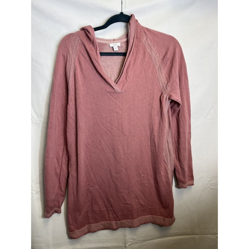 J. Jill Womens Sweater Hooded Tunic Long Sleeve Pink Sz S Cotton Nylon Vicrose